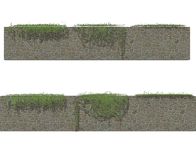 Decorative Green Plant Wall Covering Stone Wall with Lush Growing Vines and Foliage 3d model