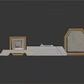 Industrial Metal Equipment Components Featuring Control Panel And Geometric Modular Blocks With Metallic Texture