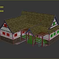 Traditional House Exterior With Green Roof White Walls And Wooden Porch Steps
