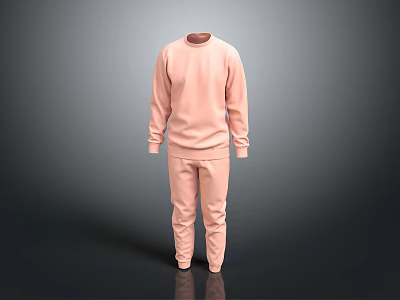 Comfortable Pink Loungewear Set With Long Sleeve Top And Matching Pants 3d model