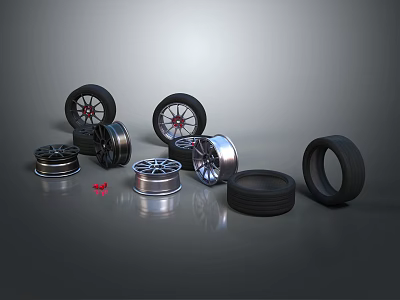 Premium Automotive Parts Including Alloy Rims And Durable Rubber Tires 3d model
