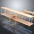 Vintage Wooden Biplane With Double Wings And Historical Aviation Structure