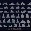 Creative Glacier Themed Wall Decor with Various Shapes and Blue White Design