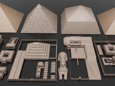 Ancient Egyptian Pyramid Models Featuring Sphinx And Detailed Architectural Structures 3d model