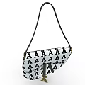Stylish Bag With Black Strap Repeating A Letters And Eiffel Tower Charm 3d model