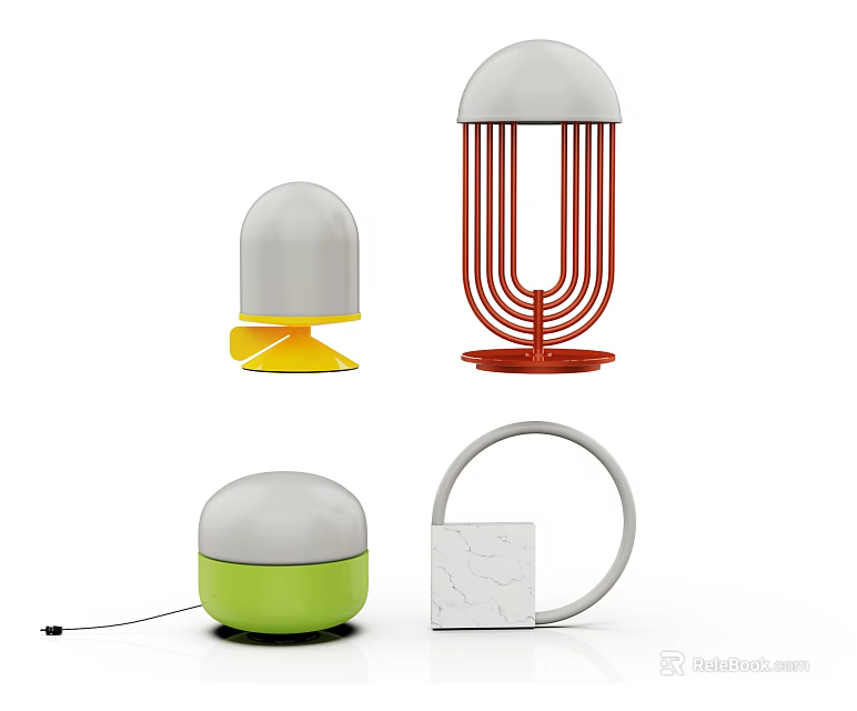Modern Table Lamps With Colorful Bases And Stylish Design For Home Decor 3d model 