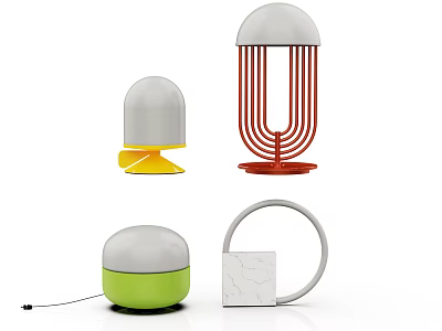 Modern Table Lamps With Colorful Bases And Stylish Design For Home Decor 3d model