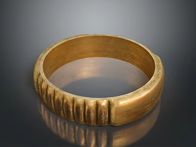 Golden Ring Shaped Daily Use Item With Textured Surface And Polished Finish 3d model