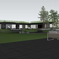 Traditional Garden Landscape With Bamboo Grove Pond Lawn And Gray Wall
