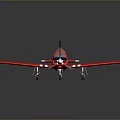 Red Model Airplane With White Stripes Blue Nose And Tail Propeller Design 3d model
