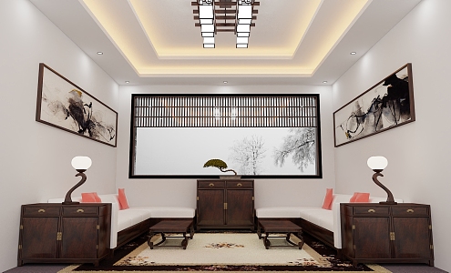 New Chinese Living Room 3d model