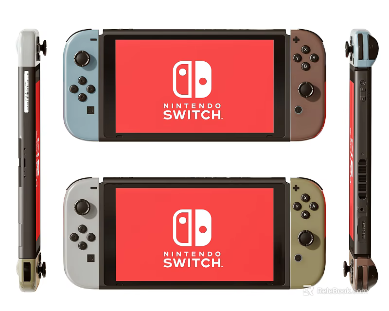 Nintendo Switch Gaming Console Entertainment Device With Various Color Controllers And Screens 3d model 