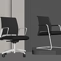 Modern Office Chairs Featuring Transparent Mesh Backrest Chrome Metal Frame Wheels And Fixed Base Design 3d model