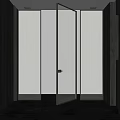 Modern Frosted Glass Door With Black Frame And Wooden Wall Design
