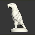 White Eagle Sculpture with Detailed Feathers and Circular Base 3d model