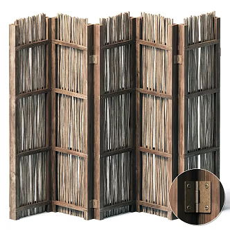 Silent screen solid wood screen 3d model