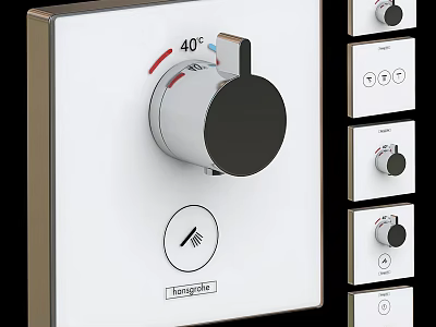 Modern Shower Control Panel with 40℃ Temperature Setting WiFi Integration and Adjustable Knobs 3d model