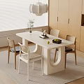 Quiet style dining table and chair combination 3d model