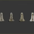 Four Concrete Curbs With Different Colors And Surface Markings On Dark Background