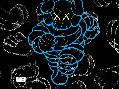 Cartoon Themed Decorative Light With Blue Outline XX Eyes And Black Graffiti Background 3d model