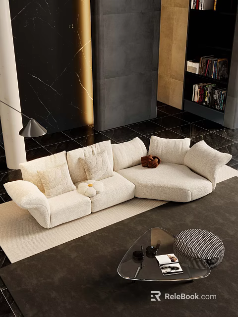 Modern Cozy Sofa And Coffee Table Set With Plush Cushions And Minimalist Design 3d model 