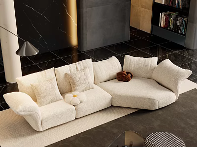 Modern Cozy Sofa And Coffee Table Set With Plush Cushions And Minimalist Design 3d model