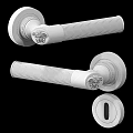 Classic Brass Door Handle With Ribbed Surface And Lion Head Decorative Detail