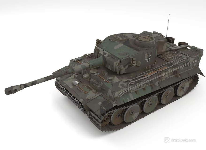 Military Tank With Camouflage Paint Long Cannon Metal Tracks And Armored Turret 3d model 
