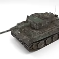 Military Tank With Camouflage Paint Long Cannon Metal Tracks And Armored Turret