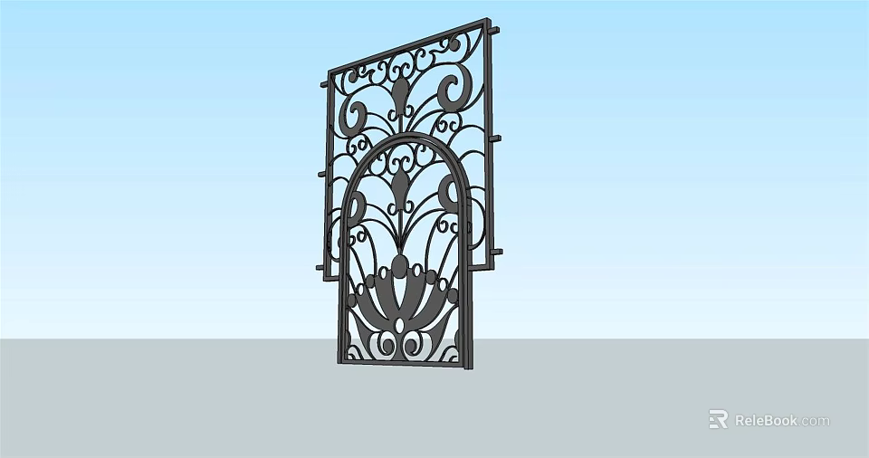 Wrought Iron Gate With Intricate Floral Ornate Decorative Patterns Design 3d model 