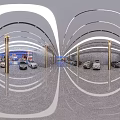 Modern Parking Garage With Luxury Cars Gold Pillars And Bright Lighting