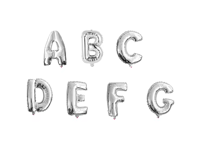 Silver Metallic Letter Balloons A to G for Party Decorations and Events 3d model