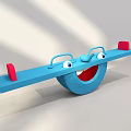 Blue Kids Seesaw With Smiley Face Red Seats And Round Tire Base