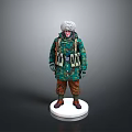 Military Figure Model In Camouflage Uniform With Fur Hat On White Base