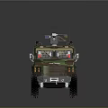 Camouflaged Armored Military Vehicle With Roof Mounted Equipment And Off Road Tires