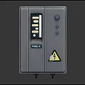 Modern Grey Household Control Panel With Display Screen Buttons And Lightning Warning Sign 3d model