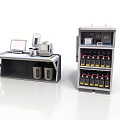 Industrial Workbench With Computer Equipment Containers And Storage Cabinet With Batteries