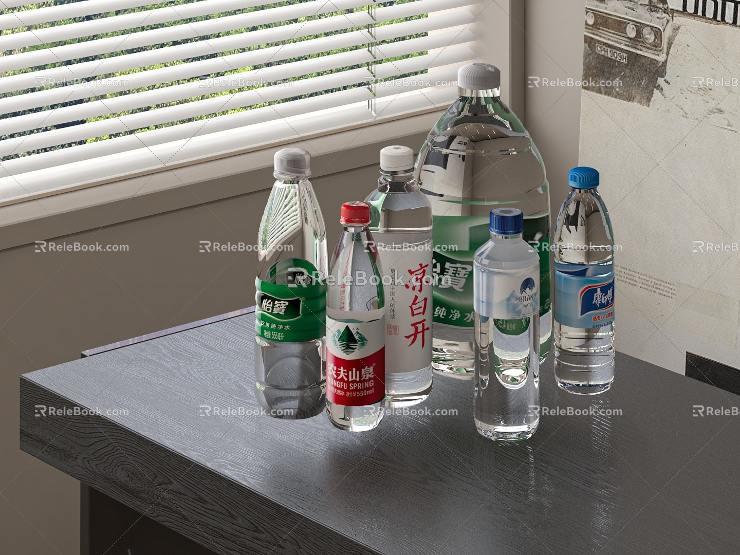 Modern mineral water drinks 3d model