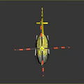 Yellow Medical Air Rescue Helicopter With Rotors And Emergency Features