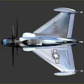 Aerospace Model Aircraft With Blue White Paint US Navy Logo Star Emblem And Propeller Design