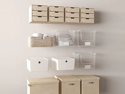 Practical Storage Baskets with Woven Metal and Lidded Designs for Modern Home Organization 3d model