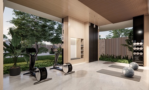 Modern Gym Residential Area Overhead Floor 3d model