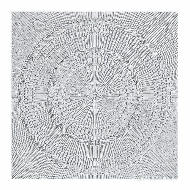 Gray Circular Decorative Art With Intricate Radial Textured Patterns Design 3d model 