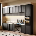 Modern Dark Colored Kitchen Cabinets With Countertop Sink And Oven Appliances