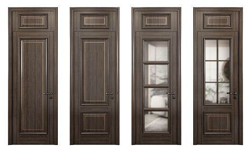 New Chinese Style Flat Door Single Door 3d model