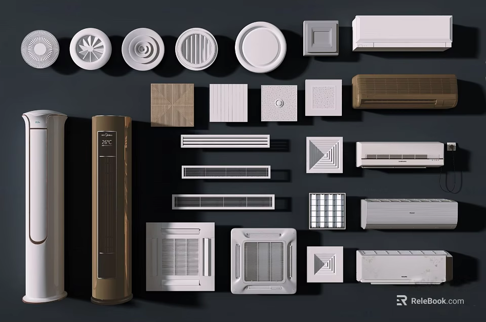 Modern Air Conditioner Vents With Various Shapes And Designs For Home Use 3d model 