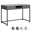 Modern Home Desk Design With Grey Drawers And Black Metal Frame
