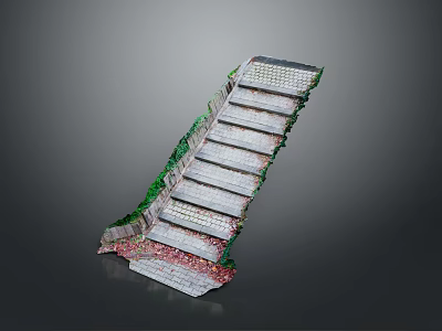 Decorative Staircase Structure With White Steps Green Plants And Pink Accents For Interior Design 3d model