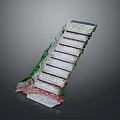 Decorative Staircase Structure With White Steps Green Plants And Pink Accents For Interior Design