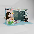 Cartoon Girl With Flowers And Books Celebrating Happy Teacher's Day On Blackboard